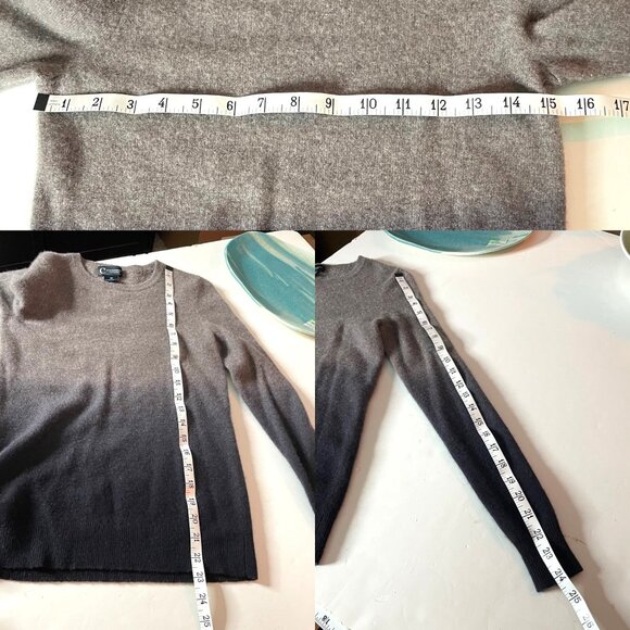 C By Bloomingdales Womens Size XS Cashmere Ombre Sweater Brown & Black Crew Neck - Picture 4 of 5